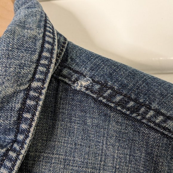 United Colors of Benetton Denim Jacket 100% Cotton Size Small Utility Classic - Picture 6 of 14